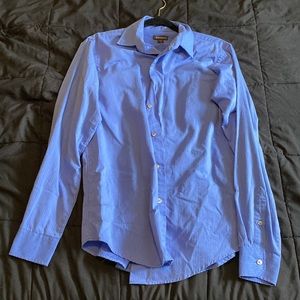 Mens dress shirt blue strip van heusen small